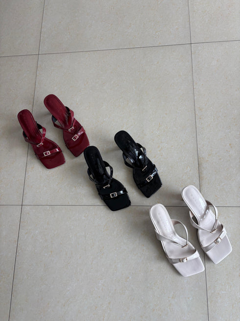 Square Open Toe Double Straps Heel